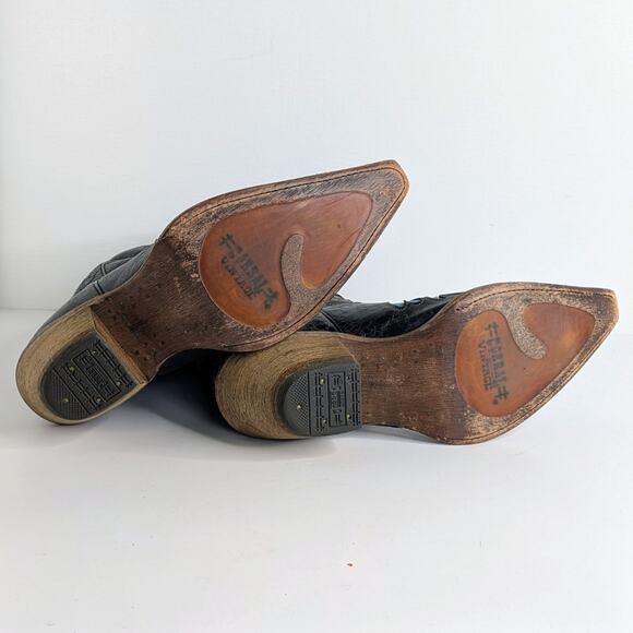 Corral C2117 Black Turquoise Distressed Western Snip Toe Cowgirl Boots Women 8 M - Picture 13 of 16